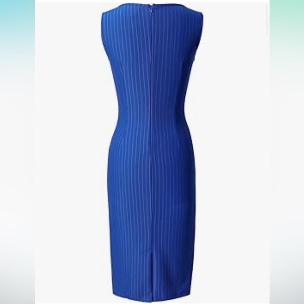 Blue dress with white stripes - Picture 2 of 3